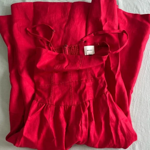 “💖Sale” Reformation Katarin Linen Dress - Lipstick - Picture 5 of 6